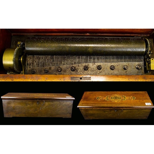 1109 - Cylinder Music Box key wind, no.11908, with 13 x 2' Inch cylinder, single piece comb, three control ... 