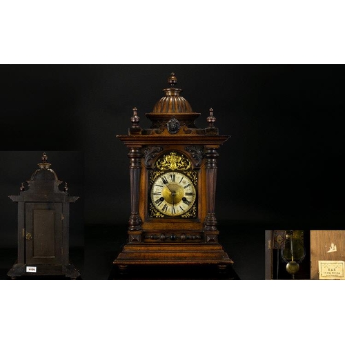 1125 - Hamburg American Clock H.A.C - Black Forest 14 Day Striking Mantle Clock, Made In Wiirttemberg. Stri... 