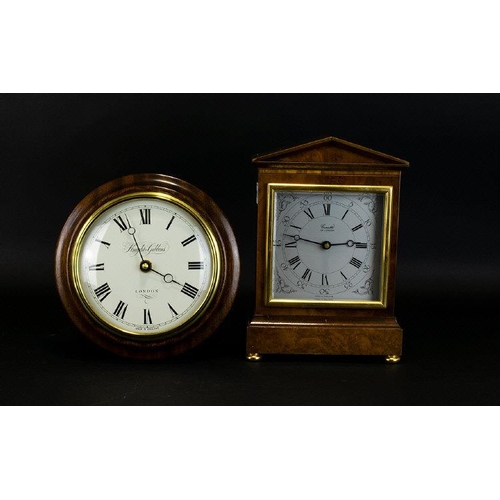 1171 - Two Modern Quartz Clocks comprising of ''Comitti Of London'' mantel clock with white chapter dial an... 