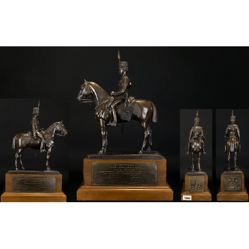 1303 - Antique Period G. Battery Royal Artillery Equestrian Bronzed State Figure, Raised on a Large Plinth,... 