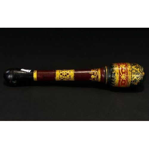 1306 - Victorian Dress Truncheon. Turned Painted Form In Maroon With Gilt Highlights And VR Insignia. Lengt... 