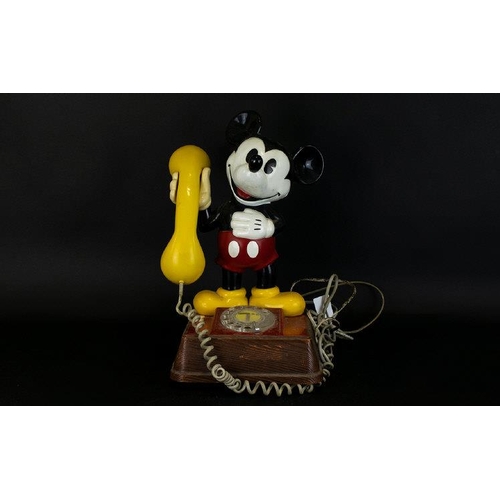 1426 - Mickey Mouse Figural Large Rotary Dial Phone. Made In 1976, The Telephone Has Mickey Standing with H... 