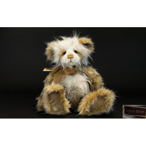 1489 - Collectable 2017 Mohair Charlie Bear Brown / Cream Colourway, by Isabelle Lee, With a Decorative Bro... 