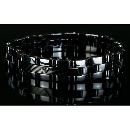 351 - Emperio Armani Designer Bracelet with chunky black set metal links.