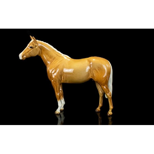 424A - Beswick Horse Figure - Thoroughbred Stallion - Large, Palomino Gloss. Model No 1772. Designer A. Gre... 