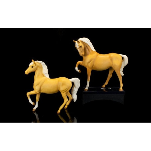 426 - Beswick Horse Figures ( 2 ) Arabian Horses ( 2 ) Comprises 1/ Palomino Colour way Matt, Head Tucked ... 