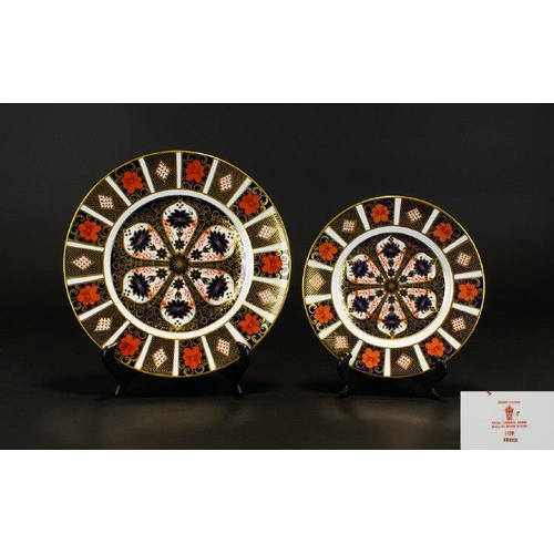 435 - Royal Crown Derby Pair of Imari Pattern Cabinet Plates. Pattern No 1128 & Dates 1975. 10.5 Inches Di... 