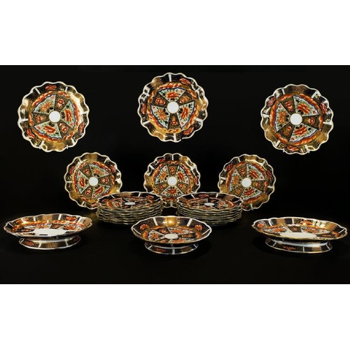 455 - Coalport Twenty Six Piece Dinner Service In Imari palette, comprising 18, 9.5 inch scalloped edge pl... 