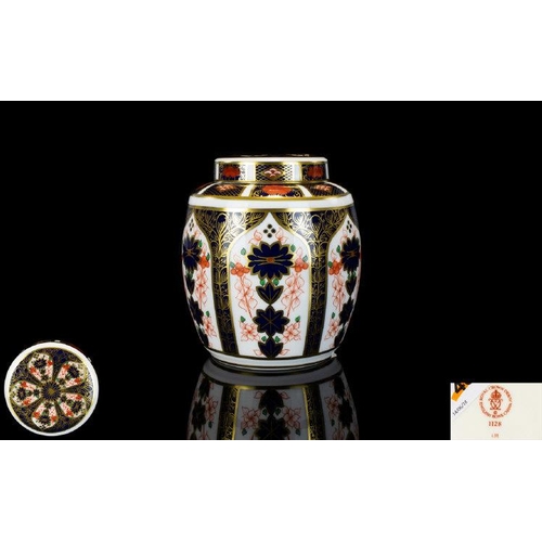 484 - Royal Crown Derby Fine Quality Small Imari Pattern Lidded Ginger Jar. Pattern No 1128 & Date 1989. 4... 