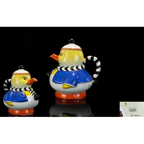 486 - Shelley - Rare Ceramic Mabel Lucie Attwell Hand Painted Duck Teapot. Reg 745313. Signed Mabel Lucie ... 