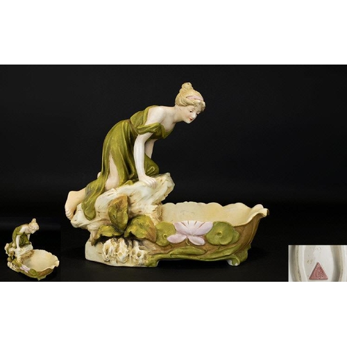 503 - Art Nouveau Royal Dux Bohemia Fine Quality Hand Painted and IMpressive Porcelain Figural Centre Piec... 