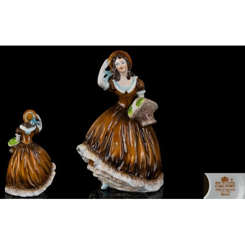 528A - Coalport Early Pre-war Handpainted Porcelain Figurine 'Breeze' Style One finished in orange and brow... 