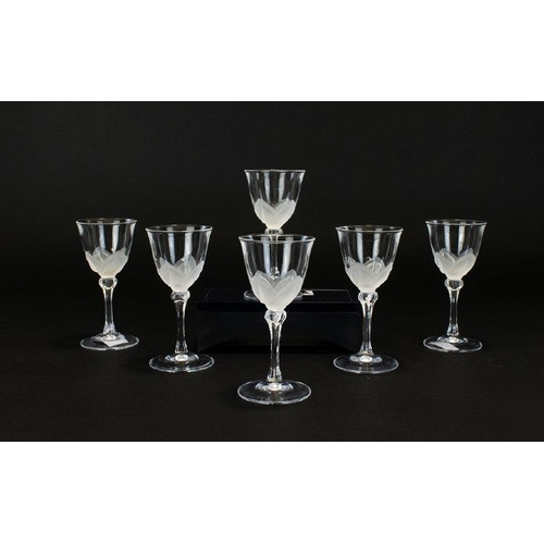 797 - J G Durand Cristal D'Arques Of France Set Of Six Sherry Glasses In The Florence Satin Design Circa 1... 