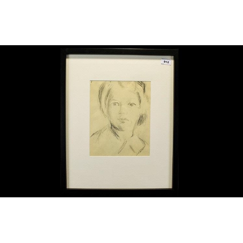 912 - Rowland Suddaby ( 1912 - 1973 ) Portrait Drawing of a Woman. Pencil, 10.5/8 x 8.5 Inches. From a Ske... 