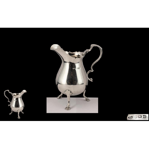 170 - Georgian Style - Helmet Shaped Sterling Silver Cream Jug of Small Proportions, Supported on 3 Splaye... 