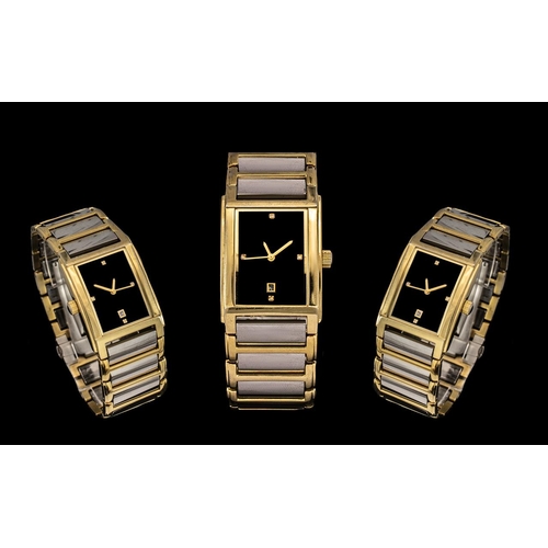 202 - Tungsten & Steel Datejust Gent's Wrist Watch with black diamond set dial.  Serial No. TU0128, and JR... 