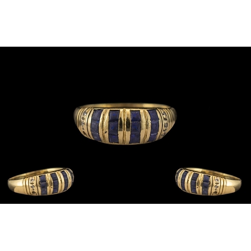 207 - 14ct Gold Sapphire and Diamond Set Ring. Stamped 585 - 14ct. Ring Size M. 3.4 grams.