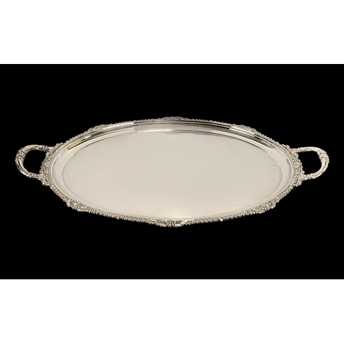 212 - A Fine Quality Silver Four Piece Teaset of Large Robust Size with matching oval tray free from any e... 