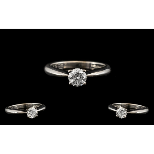 28 - Contemporary 18ct White Gold High Quality Single Stone Diamond Set Dress Ring, marked 750 to interio... 