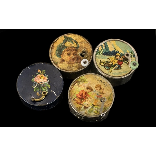297 - Collection Of Four Manivelle Music Boxes One in Original Cylinder Card Box Marked Thorens, One Made ... 