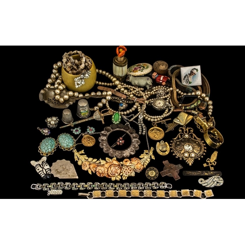 367 - A Good Collection Of Mixed Jewellery - Comprising, A Brooch In The Form Of A Sword, Cocktail Watch, ... 