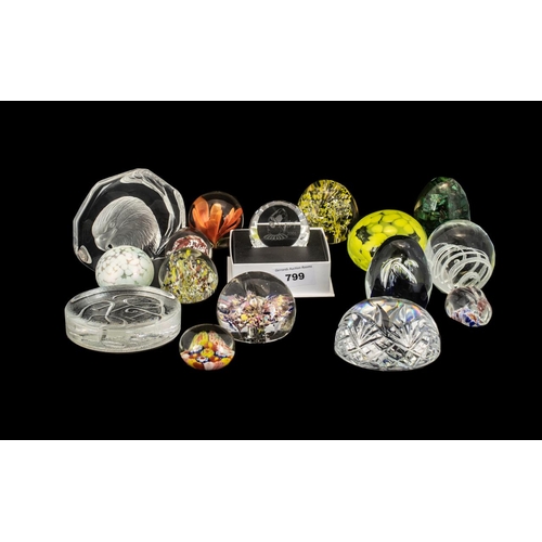 799 - Box Of Paperweights, assorted colours and sizes, 16 in total, including: boxed small Swarovski Cryst... 