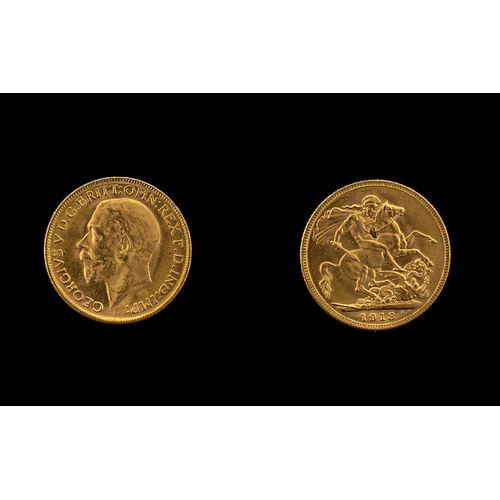 173 - George V 22ct Gold Full Sovereign.  Date 1913.  Melbourne Mint.  High Grade Coin.  Please confirm wi... 