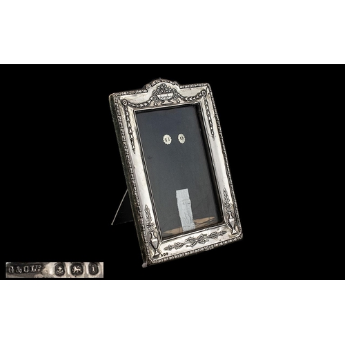 183 - Edwardian Period 1902 - 1910 Nice Quality Ornate Sterling Silver Photo Frame, Decorated with Embosse... 