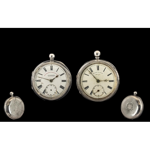 190 - Robert Scanlon Preston Sterling Silver Lever - Key Wind Open Faced Pocket Watch.  Hallmark Chester 1... 