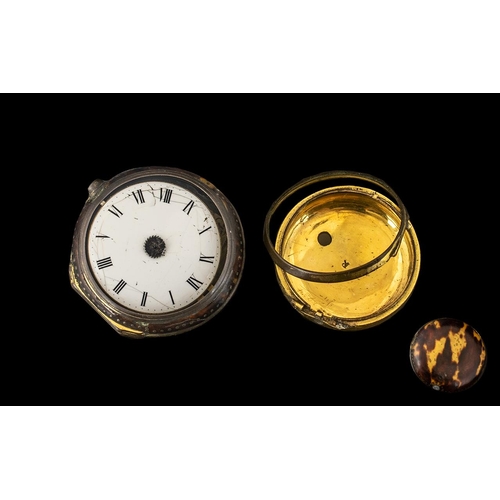 191 - Antique Verge Watch by Thomas Tofs - London, watch no. 693, the outer Pinchbeck case inlaid with tor... 