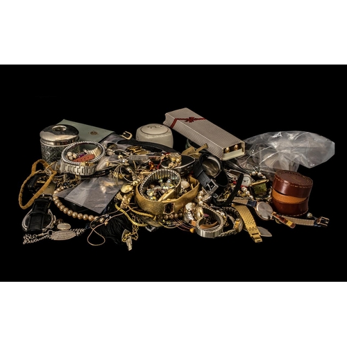 330 - Box of Quality Costume Jewellery & Watches, to include a collection of chains and beads; a twin stra... 