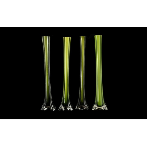 784A - Four Tall Green Vases each measures 16'', on square bases.  Please see images.