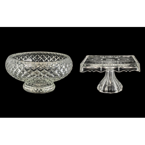 787 - Large Cut Glass Bowl on Pedestal - heavy cut glass bowl measures 6'' tall and 12'' wide; along with ... 