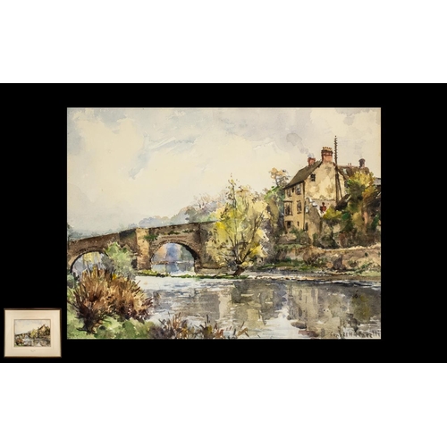 928 - Conrad Hector Rafaele Carelli 1869-1956, Watercolour, Titled 'Ludford Bridge Ludlow'.  Signed to low... 