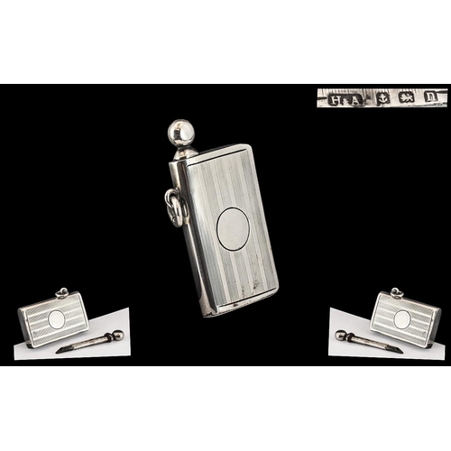 185 - Early 20th Century Cigarette Lighter with Pull Out Striker, Regency Stripe Decoration to Case with V... 