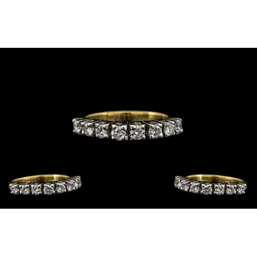 186 - Ladies 18ct Gold and Platinum 8 Stone Diamond Set Half Eternity Ring - of excellent quality. All eig... 