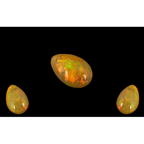 214 - Ethiopian Large Pear Shaped Loose Natural Orange Fire Opal, Wonderful Colours. 16.1 cts, 3.84 grams ... 