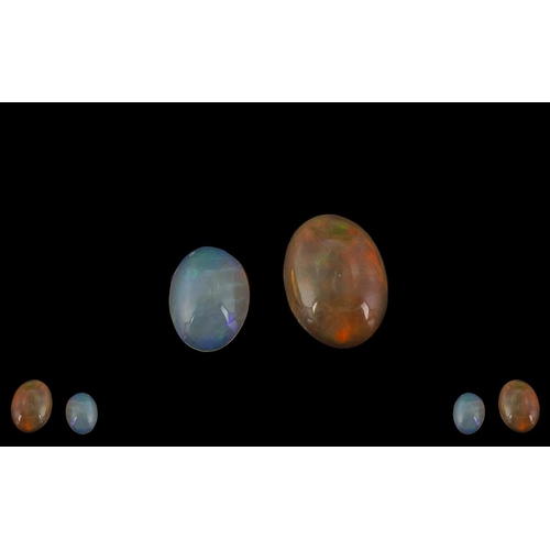 221 - Ethiopian - Loose Natural Opals  ( 2 ) In Total. Comprises 1/ 2.99 cts, Measurements 14.3 x 10.6 x 5... 