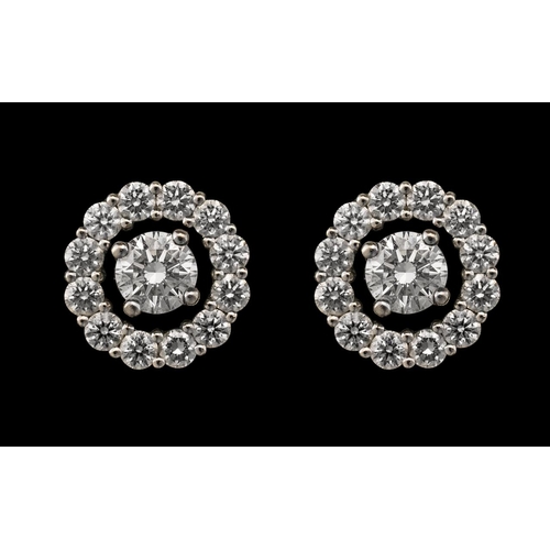 24 - 18ct White Gold Superb Quality & Attractive Pair of Diamond Set Earrings of contemporary design.  Ha... 