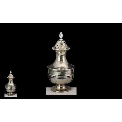 310 - Solid Silver Antique Pepper Shaker.  Hallmark Chester 1900.  Silver weight 2 oz.
