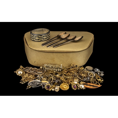 355 - A Vanity Case Containing an Assortment of Costume Jewellery, Includes Bracelets, Earrings, Watches e... 