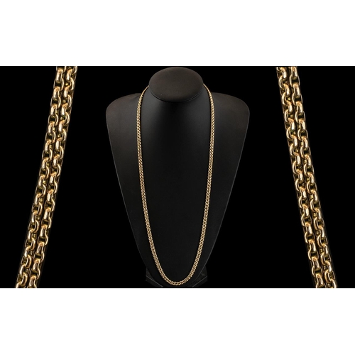 35A - Antique Period - Superb Quality 9ct Gold Muff - Guard Chain. Marked 9ct. Wonderful Warm Colour and C... 