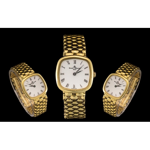 48 - Baume Mercier Ladies 18ct Gold Bracelet Watch, hallmark for 18ct - 750.  Features a concealed clasp,... 