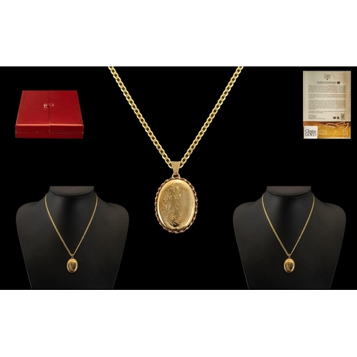 62 - Clogau 9ct Welsh Gold Attractive Pendant Locket with Attached 9ct Gold Chain, both fully hallmarked ... 