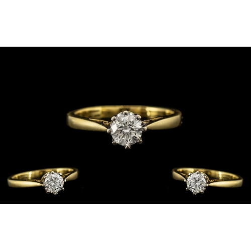 63 - 18ct Gold Excellent Quality Single Stone Diamond Ring, the round brilliant cut diamond of excellent ... 