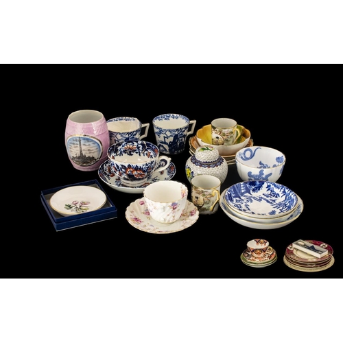676 - Box of Assorted Pottery comprising Oriental cup and saucer marked No. 251169; two Royal Crown Derby ... 