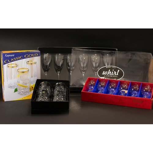 715 - A Selection of Boxed Glassware including wine glasses, tumblers etc
