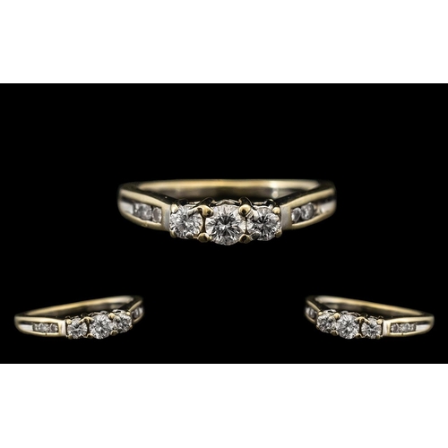 76 - A Contemporary Designed 18ct White Gold Superb Quality 3 Stone Diamond Set Dress Ring with attractiv... 