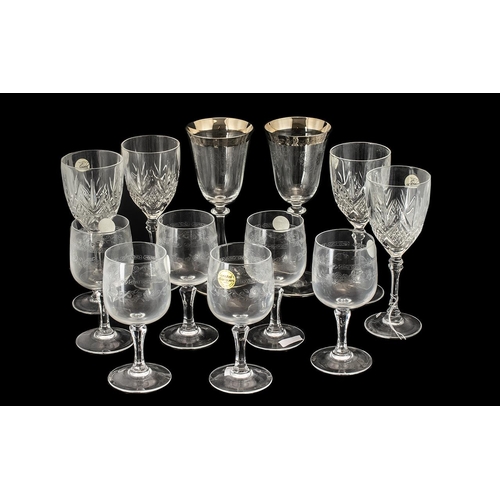 784 - Collection of Crystal Glasses, comprising:  Crystal d'Arques boxed set of four wine glasses; Crystal... 