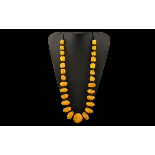 816 - Faux Egg Yolk Amber Chunky Bead Necklace of large size